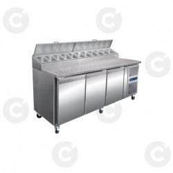 Table À Pizza 3 Portes - 10 Bacs Gn1/3 