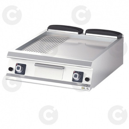 Diamante 70 - Plaques À Snacker Gaz - Double 800 – 2/3 Lisse - 1/3 Rainuré - A Poser - Chrome 