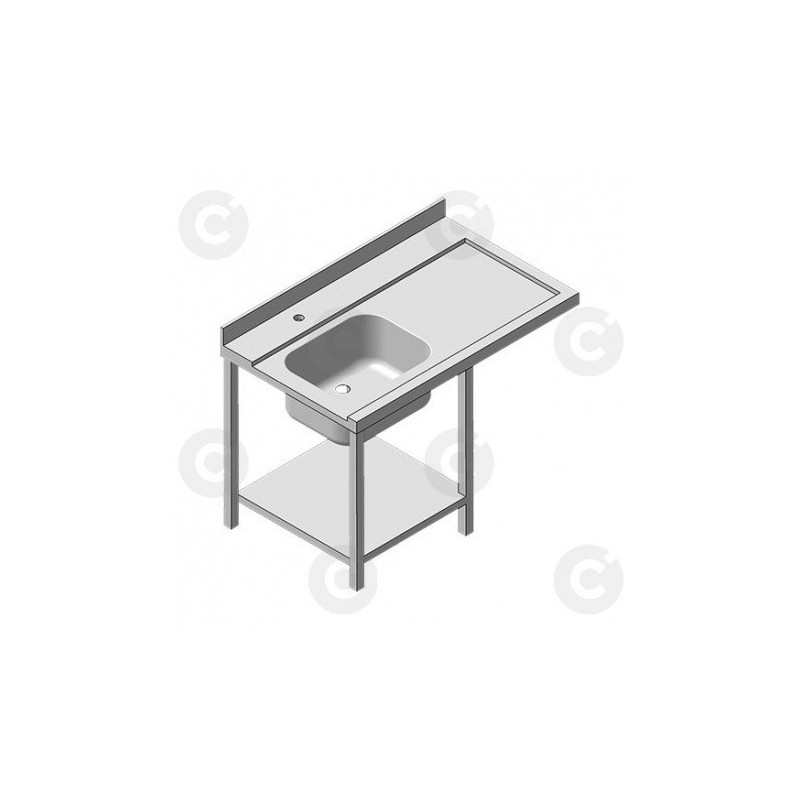 Table (2 Pieds) Entrée + 1 Bac Long.1200 À Gauche 