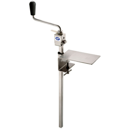 Ouvre-boîtes manuel tout inox NF Hygiène alimentaire - socle serre joint - 550 mm 