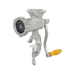 Hachoir à viande manuel n° 8 - fonte d'aluminium - grille 6,5 mm - serre joint - 25 x 9,7 x 34 cm - 0,7 kg / mn 