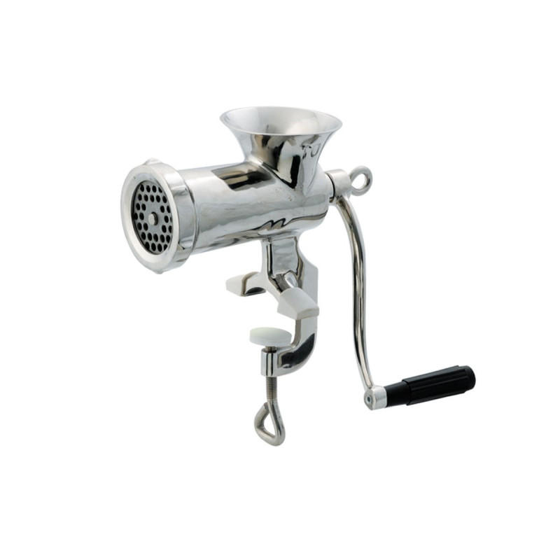 Hachoir à viande manuel n° 10 - inox - grille 6,5 mm - serre joint - 27,5 x 11,3 x 37,5 cm - 0,9 kg /mn Hachoir à viande manuel n° 10 - inox - grille 6,5 mm - serre joint - 27,5 x 11,3 x 37,5 cm - 0,9 kg /mn