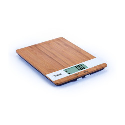 Balance de cuisine électronique carrée avec pile - bambou - 23 x 17 x 2,2 cm 