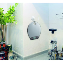 Balance de cuisine ronde avec pile - inox - 20,9 x 20 x 1,3 cm 