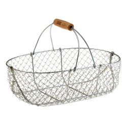 Panier galvanisé poignée bois - 7 L 
