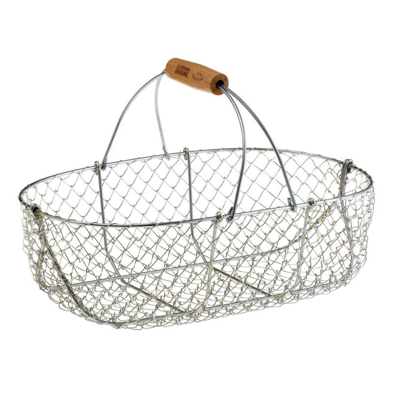 Panier galvanisé poignée bois - 7 L 