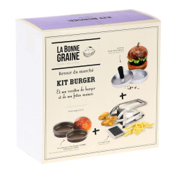 Kit burger (1 presse steak haché, 4 moules à pain Burger, 1 coupe-frites) 